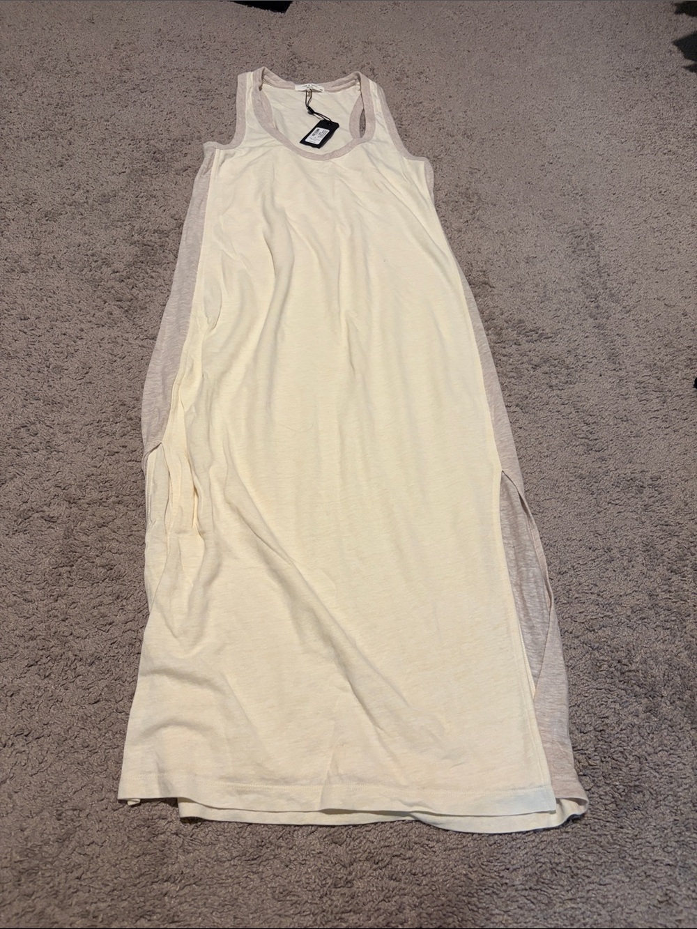 rag & bone Cream Maxi Tank Dress with Tan Side Panels